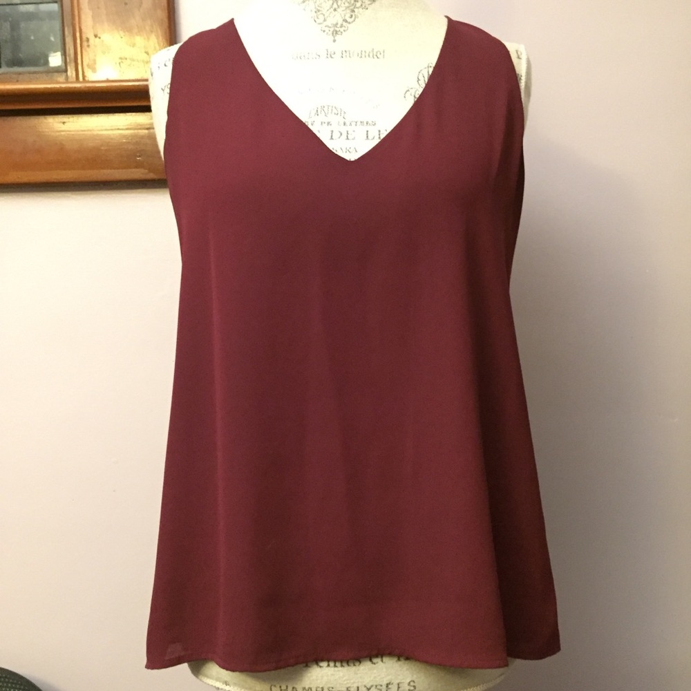 Professional Maroon V neck Tank double-lined